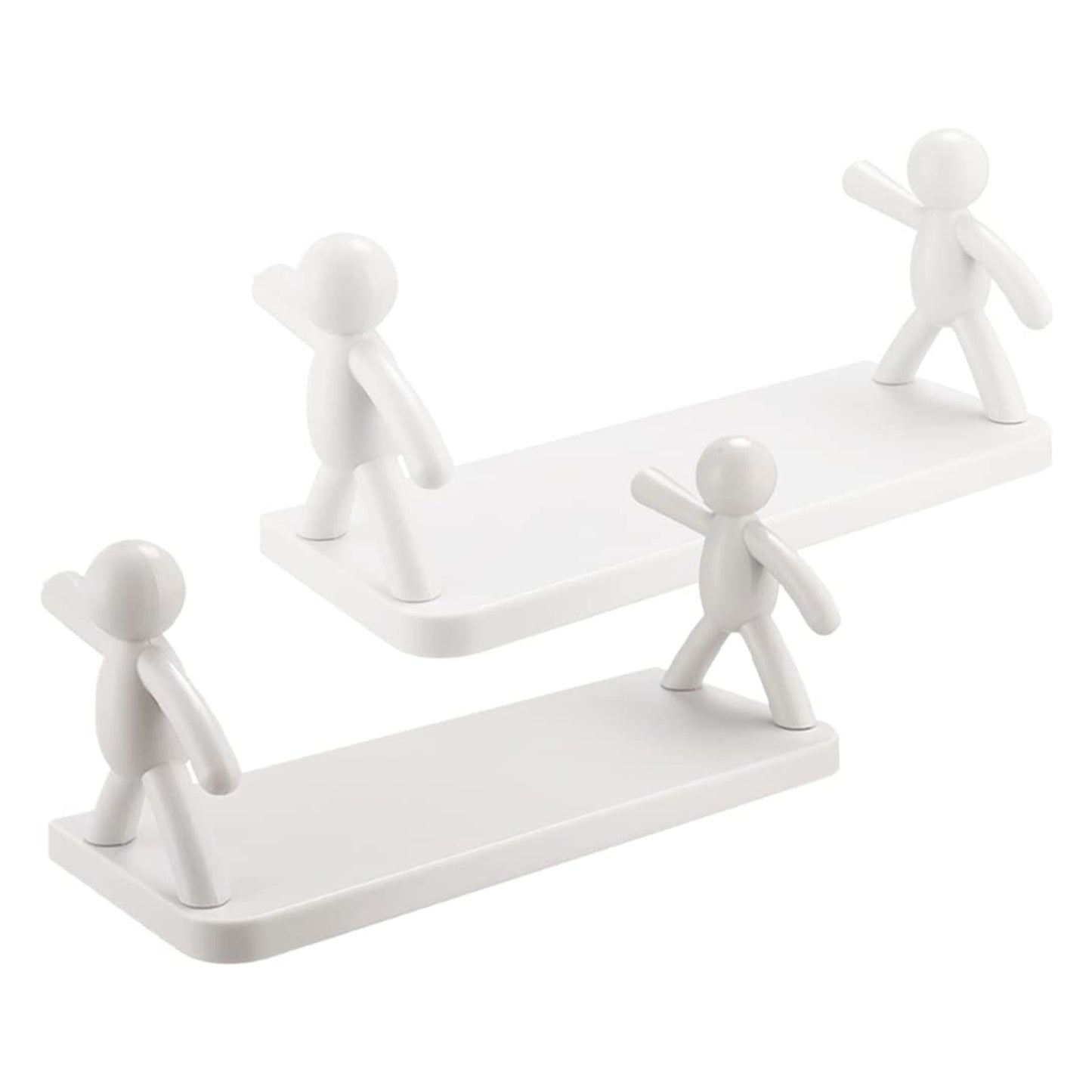 Self Adhesive Cute Floating Shelves Wall Shelf  Wall Mounted Organizer - Human Figurine  Brown Box