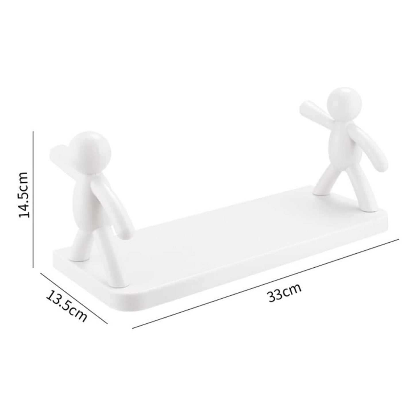 Self Adhesive Cute Floating Shelves Wall Shelf  Wall Mounted Organizer - Human Figurine  Brown Box